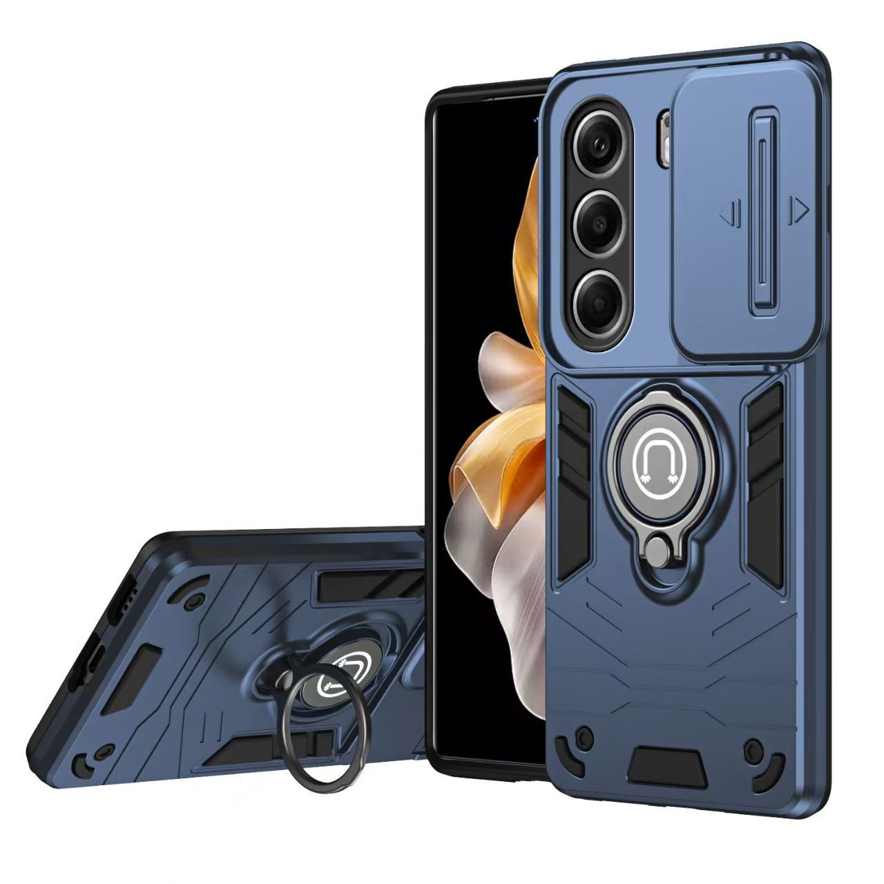 Luxury Slide Camera Lens Cover for Tecno Camon 40 Pro 4G Vehicle-Mounted Magnetic Kickstand Case