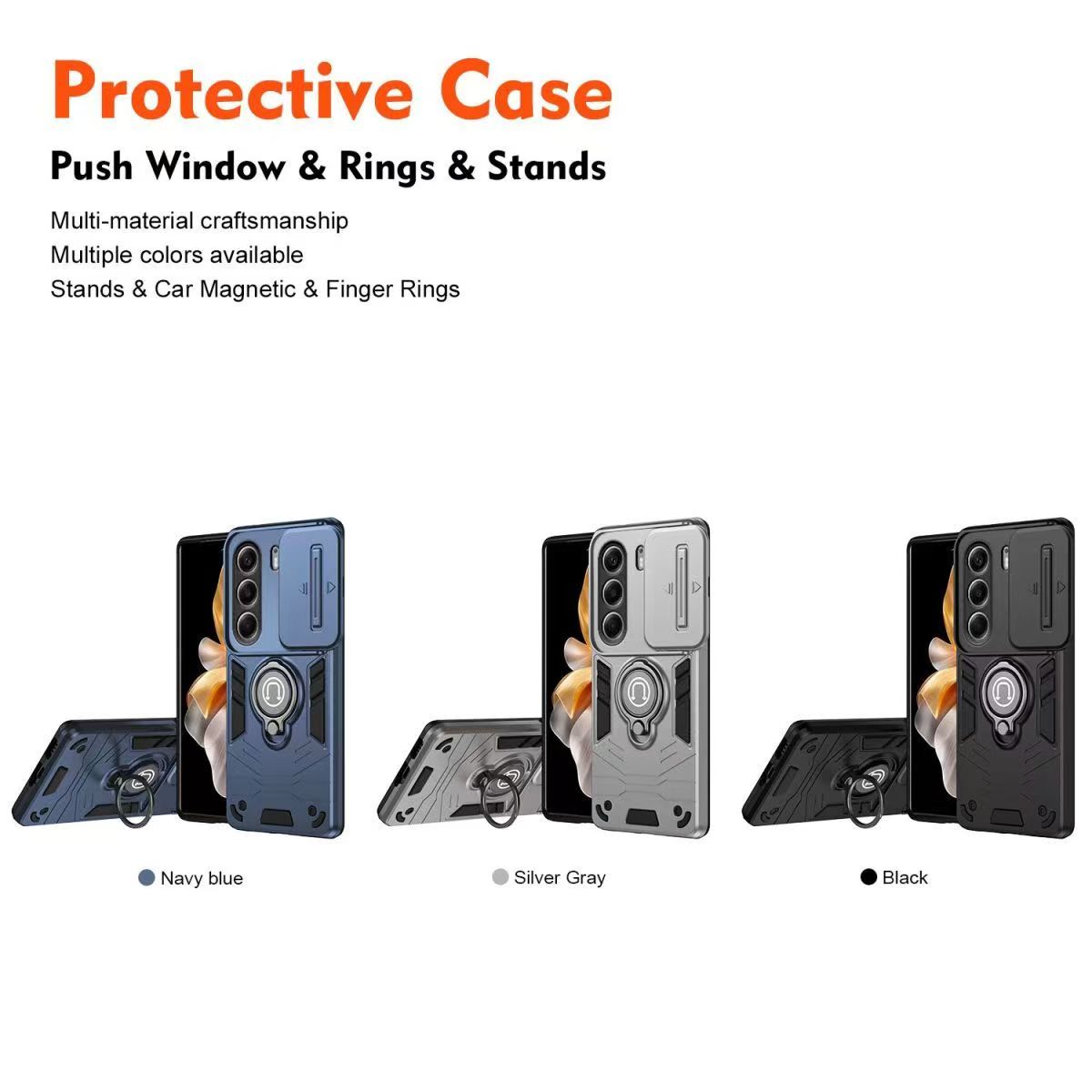 Luxury Slide Camera Lens Cover for Tecno Camon 40 Pro 4G Vehicle-Mounted Magnetic Kickstand Case
