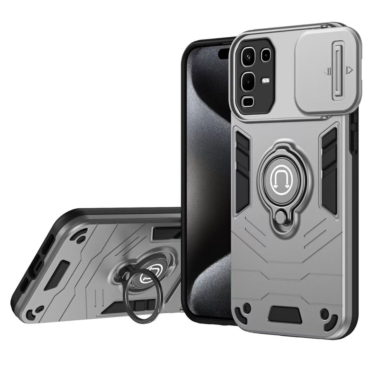 Luxury Slide Camera Lens Cover for Infinix Note 50 PRO 4G/Note 50 4G Vehicle-Mounted Magnetic Kickstand Case