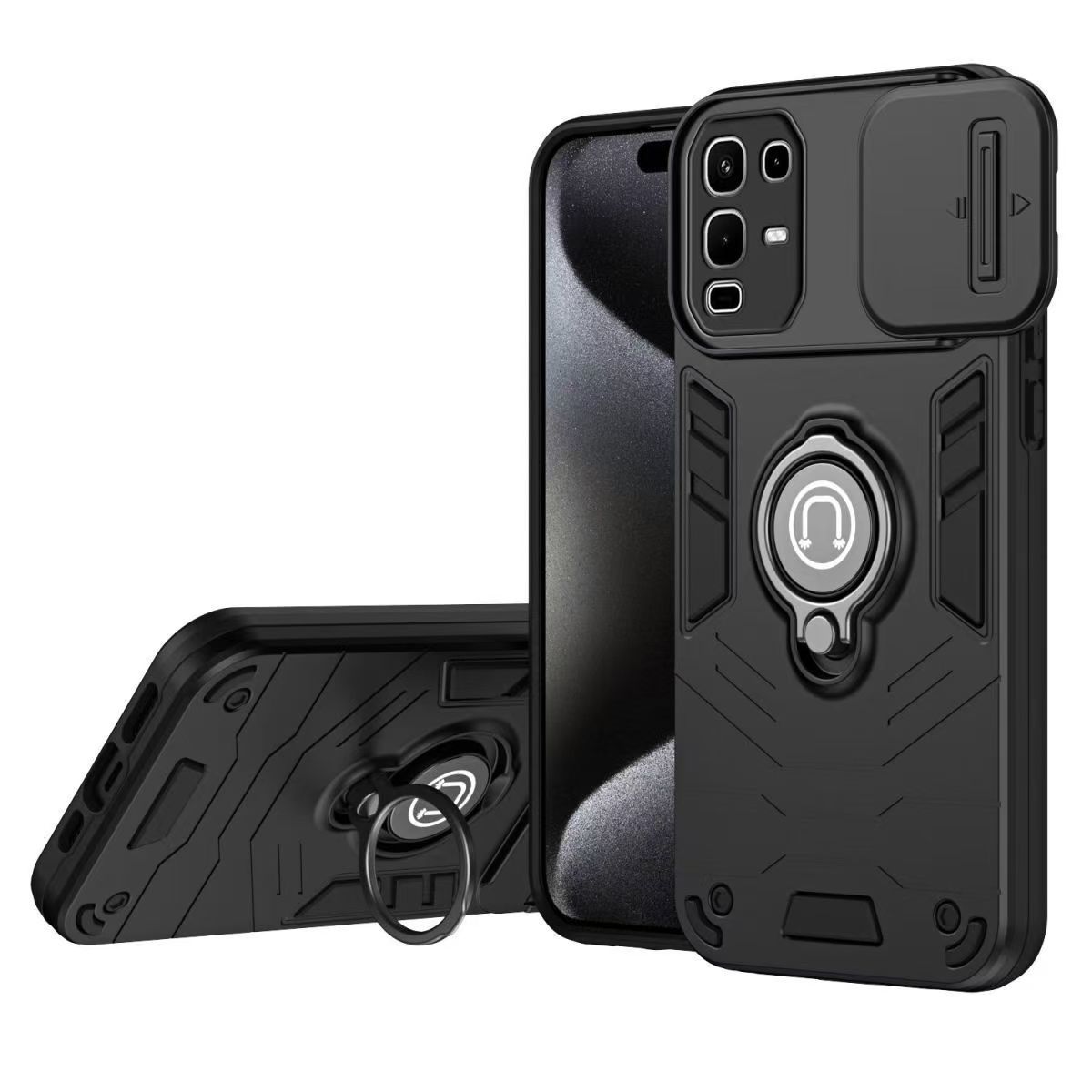 Luxury Slide Camera Lens Cover for Infinix Note 50 PRO 4G/Note 50 4G Vehicle-Mounted Magnetic Kickstand Case