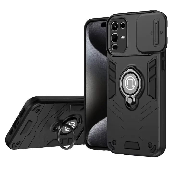 Luxury Slide Camera Lens Cover for Infinix Note 50 PRO 4G/Note 50 4G Vehicle-Mounted Magnetic Kickstand Case