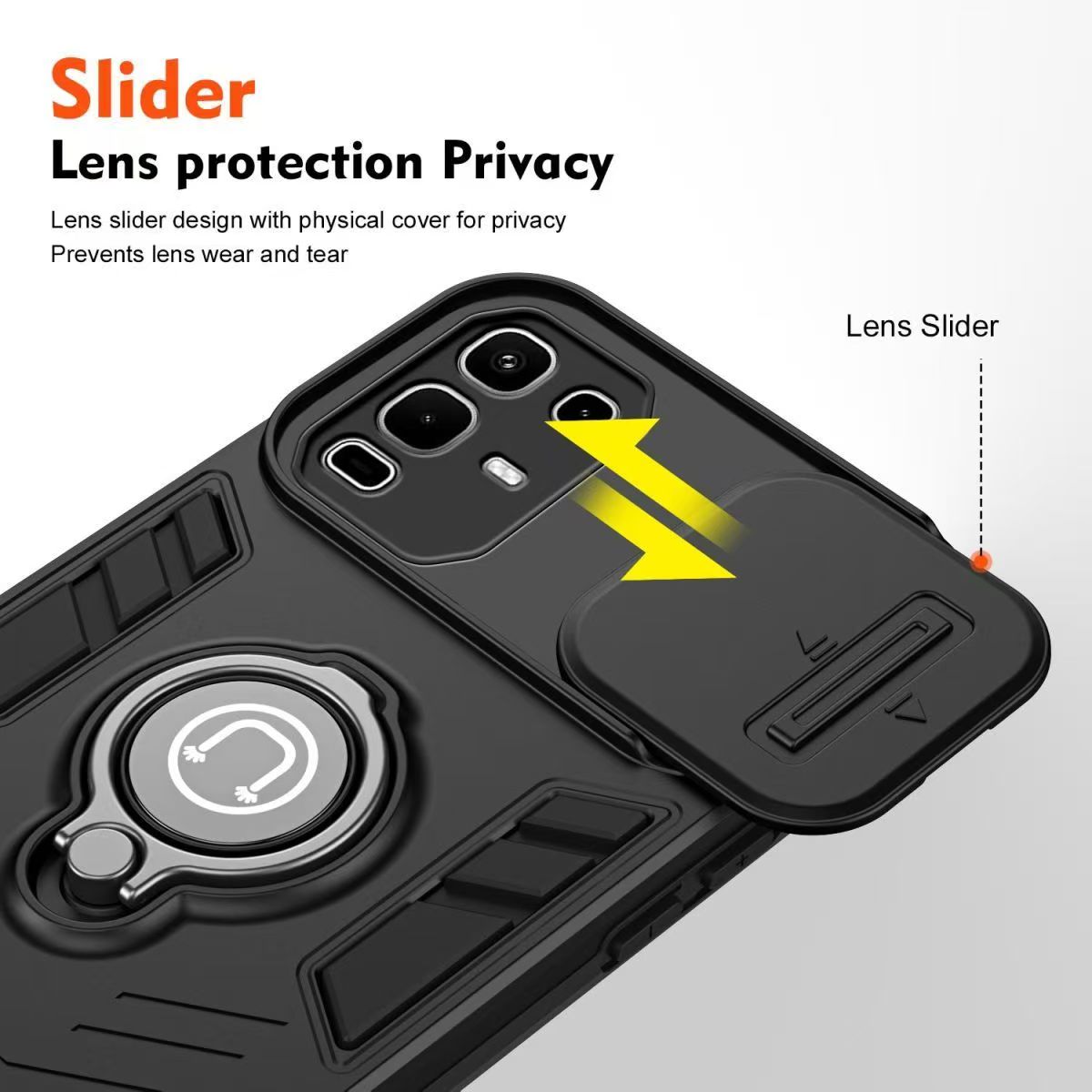 Luxury Slide Camera Lens Cover for Infinix Note 50 PRO 4G/Note 50 4G Vehicle-Mounted Magnetic Kickstand Case