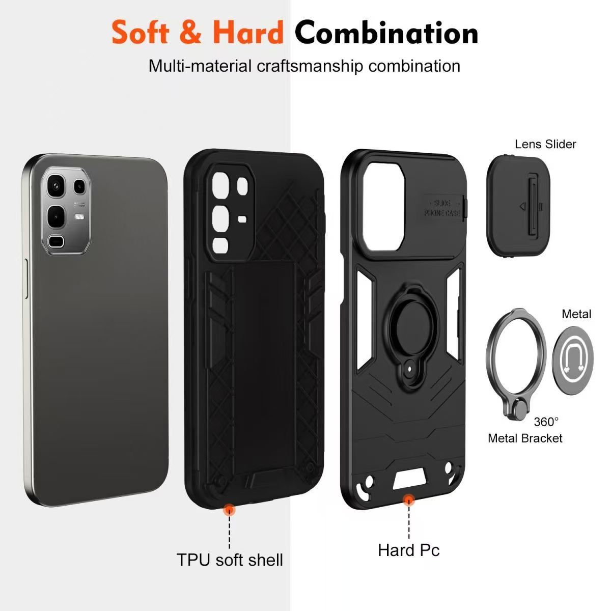 Luxury Slide Camera Lens Cover for Infinix Note 50 PRO 4G/Note 50 4G Vehicle-Mounted Magnetic Kickstand Case