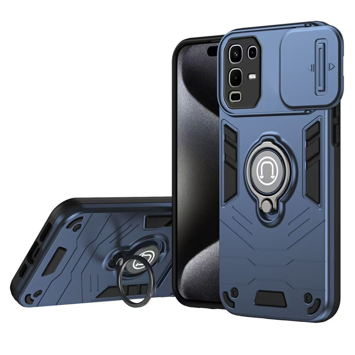 Luxury Slide Camera Lens Cover for Infinix Note 50 PRO 4G/Note 50 4G Vehicle-Mounted Magnetic Kickstand Case