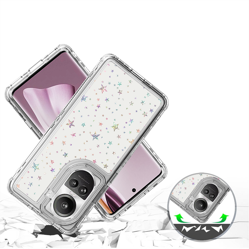Phone Case for OPPO Reno 10/Reno 10 Pro Acrylic 2-in-1 Cover +Laser Engraving Paper Fashion Shock-proof Protection Cover