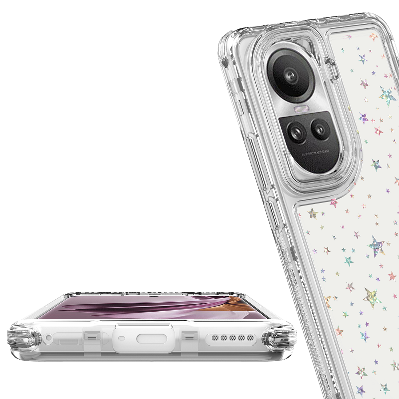 Phone Case for OPPO Reno 10/Reno 10 Pro Acrylic 2-in-1 Cover +Laser Engraving Paper Fashion Shock-proof Protection Cover