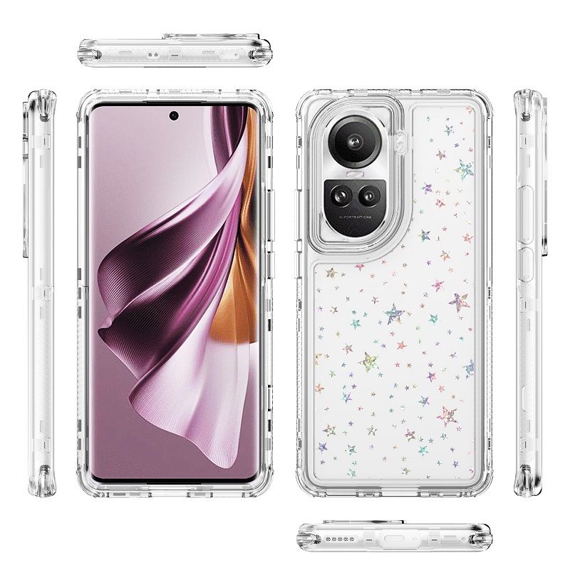 Phone Case for OPPO Reno 10/Reno 10 Pro Acrylic 2-in-1 Cover +Laser Engraving Paper Fashion Shock-proof Protection Cover