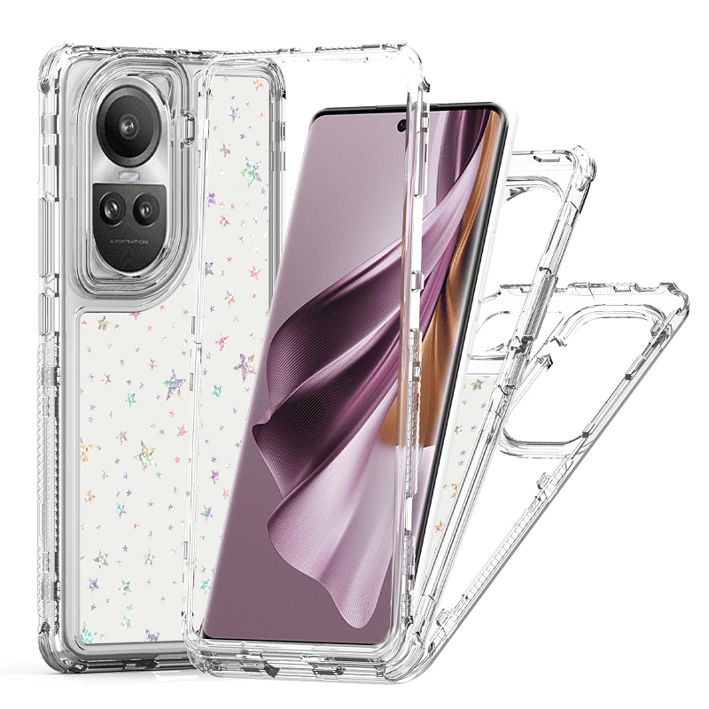 Phone Case for OPPO Reno 10/Reno 10 Pro Acrylic 2-in-1 Cover +Laser Engraving Paper Fashion Shock-proof Protection Cover