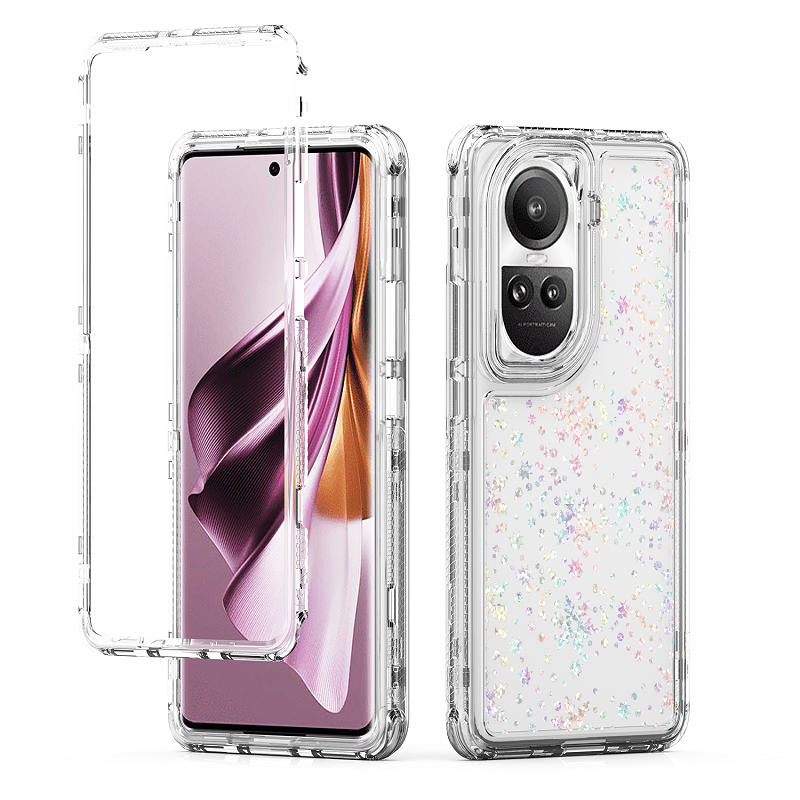 Phone Case for OPPO Reno 10/Reno 10 Pro Acrylic 2-in-1 Cover +Laser Engraving Paper Fashion Shock-proof Protection Cover