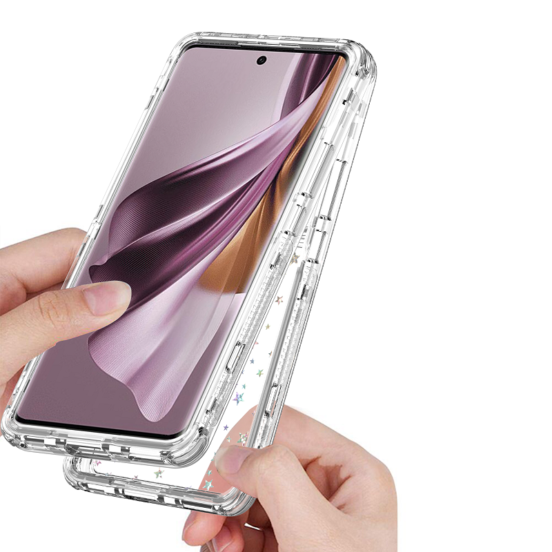 Phone Case for OPPO Reno 10/Reno 10 Pro Acrylic 2-in-1 Cover +Laser Engraving Paper Fashion Shock-proof Protection Cover