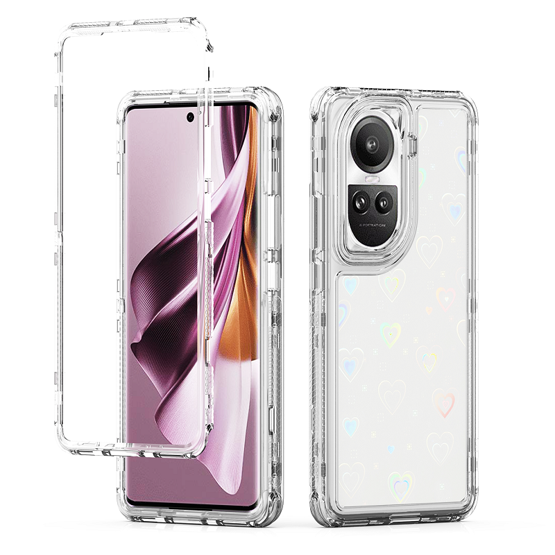 Phone Case for OPPO Reno 10/Reno 10 Pro Acrylic 2-in-1 Cover +Laser Engraving Paper Fashion Shock-proof Protection Cover