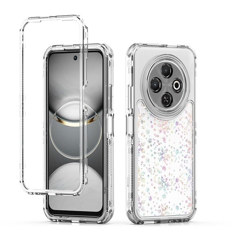 Phone Case for Tecno Spark 30C 4G Acrylic 2-in-1 Cover +Laser Engraving Paper Fashion Shock-proof Protection Cover