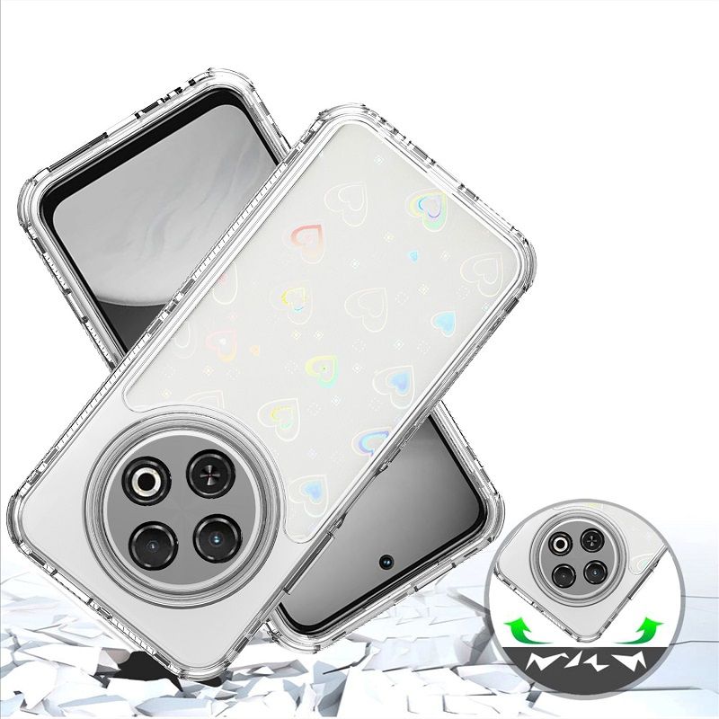 Phone Case for Tecno Spark 30C 4G Acrylic 2-in-1 Cover +Laser Engraving Paper Fashion Shock-proof Protection Cover