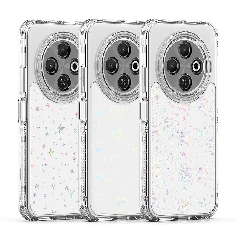 Phone Case for Tecno Spark 30C 4G Acrylic 2-in-1 Cover +Laser Engraving Paper Fashion Shock-proof Protection Cover