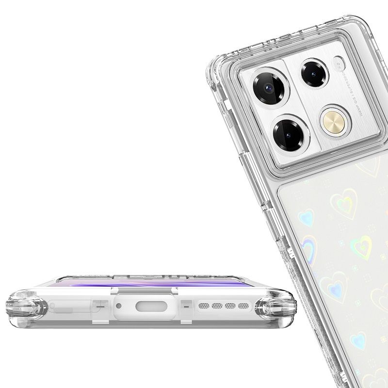 Phone Case for Infinix Note 40 Pro 40 Pro+ Plus Acrylic 2-in-1 Cover +Laser Engraving Paper Fashion Shock-proof Protection Cover