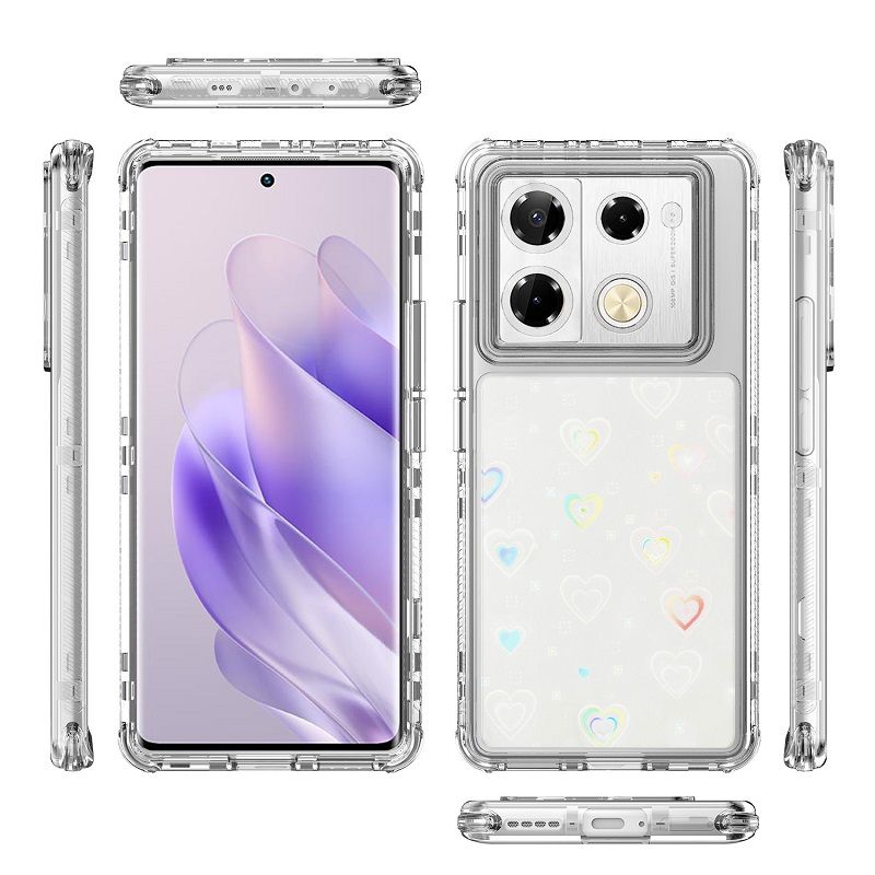 Phone Case for Infinix Note 40 Pro 40 Pro+ Plus Acrylic 2-in-1 Cover +Laser Engraving Paper Fashion Shock-proof Protection Cover