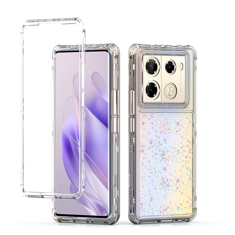 Phone Case for Infinix Note 40 Pro 40 Pro+ Plus Acrylic 2-in-1 Cover +Laser Engraving Paper Fashion Shock-proof Protection Cover