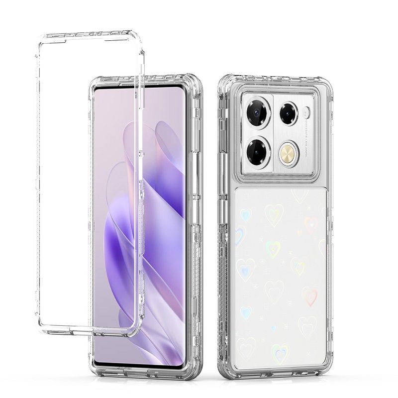 Phone Case for Infinix Note 40 Pro 40 Pro+ Plus Acrylic 2-in-1 Cover +Laser Engraving Paper Fashion Shock-proof Protection Cover