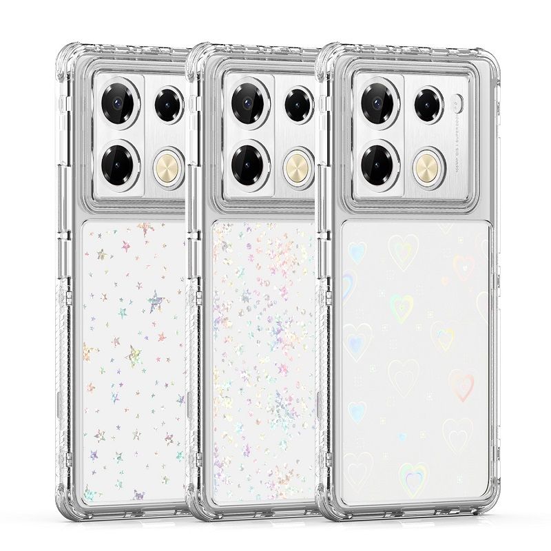 Phone Case for Infinix Note 40 Pro 40 Pro+ Plus Acrylic 2-in-1 Cover +Laser Engraving Paper Fashion Shock-proof Protection Cover