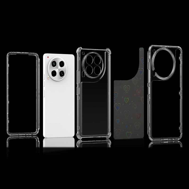 Phone Case for Tecno Camon 30 Acrylic 2-in-1 Cover +Laser Engraving Paper Fashion Shock-proof Protection Cover