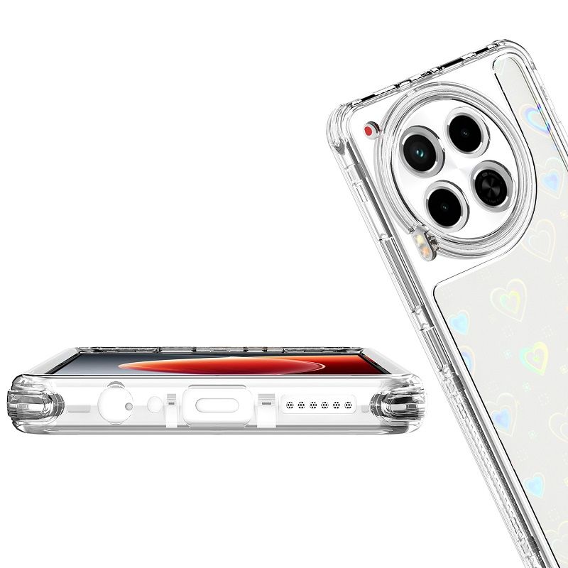 Phone Case for Tecno Camon 30 Acrylic 2-in-1 Cover +Laser Engraving Paper Fashion Shock-proof Protection Cover