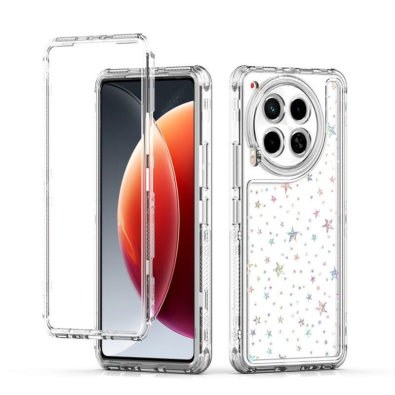 Phone Case for Tecno Camon 30 Acrylic 2-in-1 Cover +Laser Engraving Paper Fashion Shock-proof Protection Cover