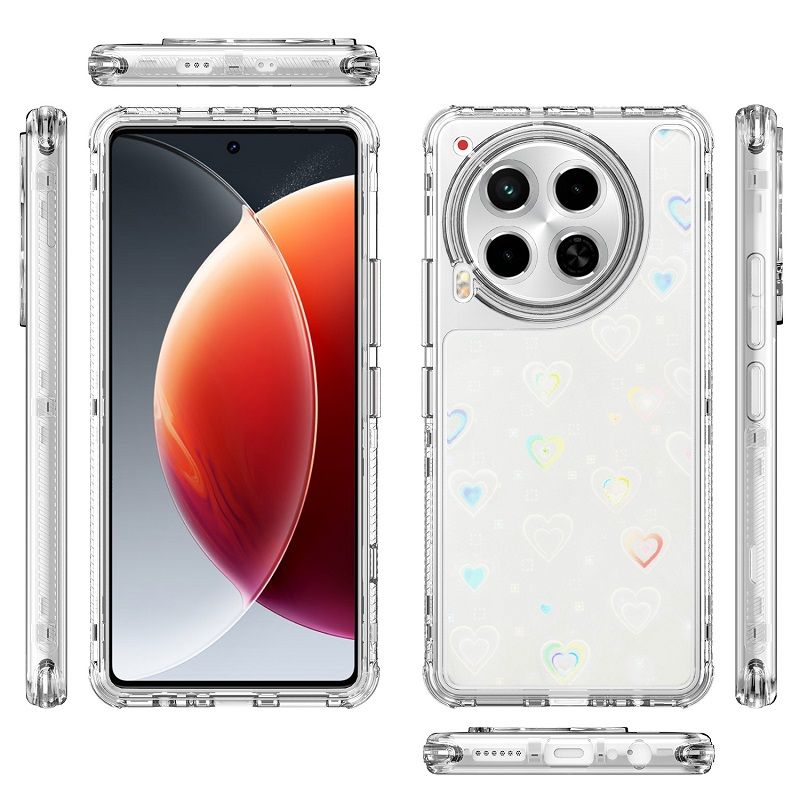 Phone Case for Tecno Camon 30 Acrylic 2-in-1 Cover +Laser Engraving Paper Fashion Shock-proof Protection Cover