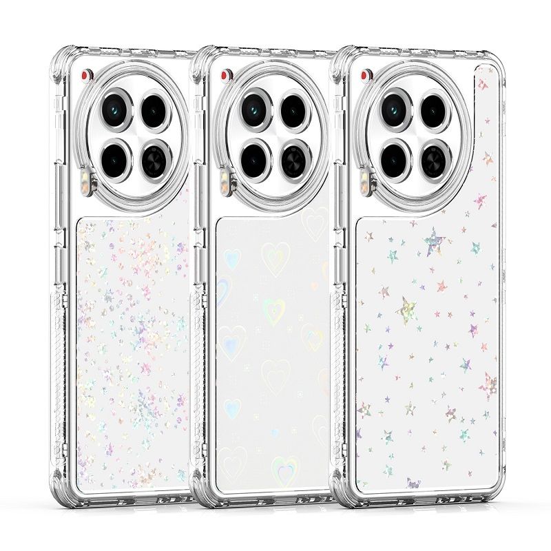 Phone Case for Tecno Camon 30 Acrylic 2-in-1 Cover +Laser Engraving Paper Fashion Shock-proof Protection Cover