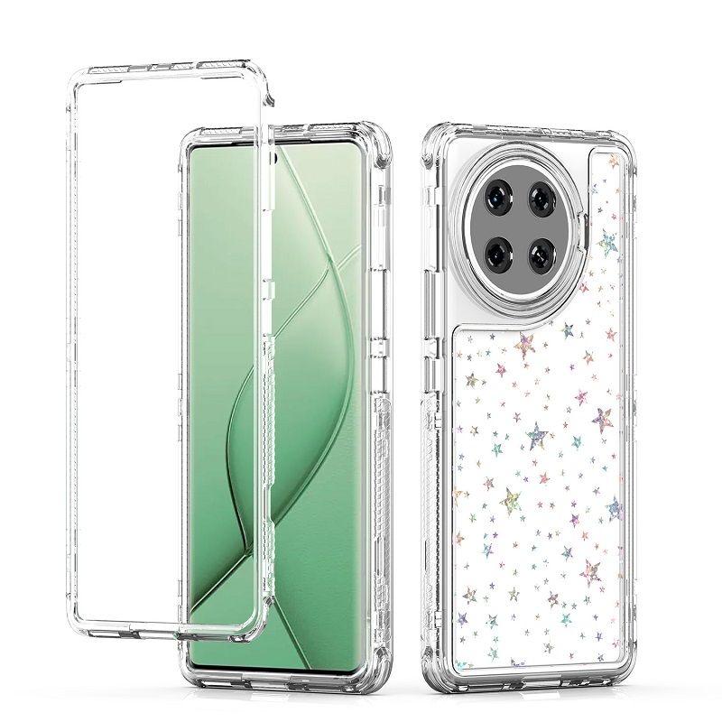 Phone Case for Tecno Spark 20 Pro+/Plus Acrylic 2-in-1 Cover +Laser Engraving Paper Fashion Shock-proof Protection Cover