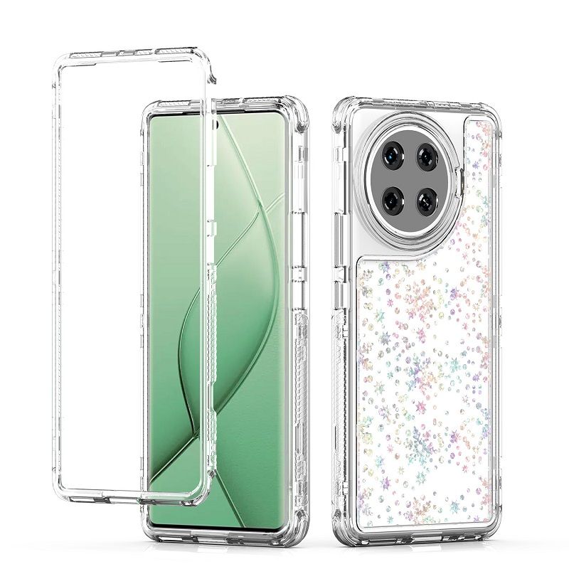 Phone Case for Tecno Spark 20 Pro+/Plus Acrylic 2-in-1 Cover +Laser Engraving Paper Fashion Shock-proof Protection Cover
