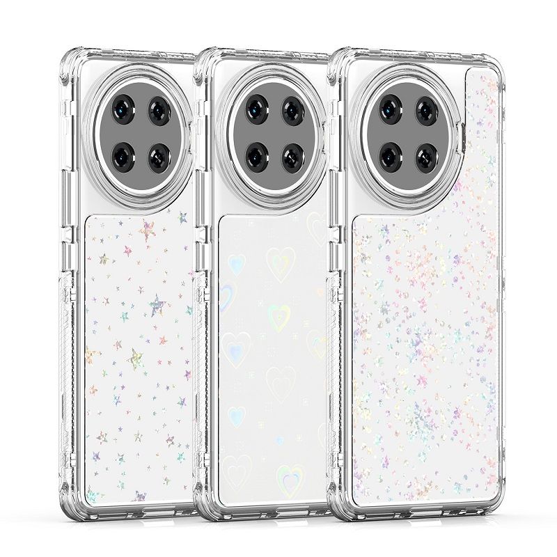 Phone Case for Tecno Spark 20 Pro+/Plus Acrylic 2-in-1 Cover +Laser Engraving Paper Fashion Shock-proof Protection Cover