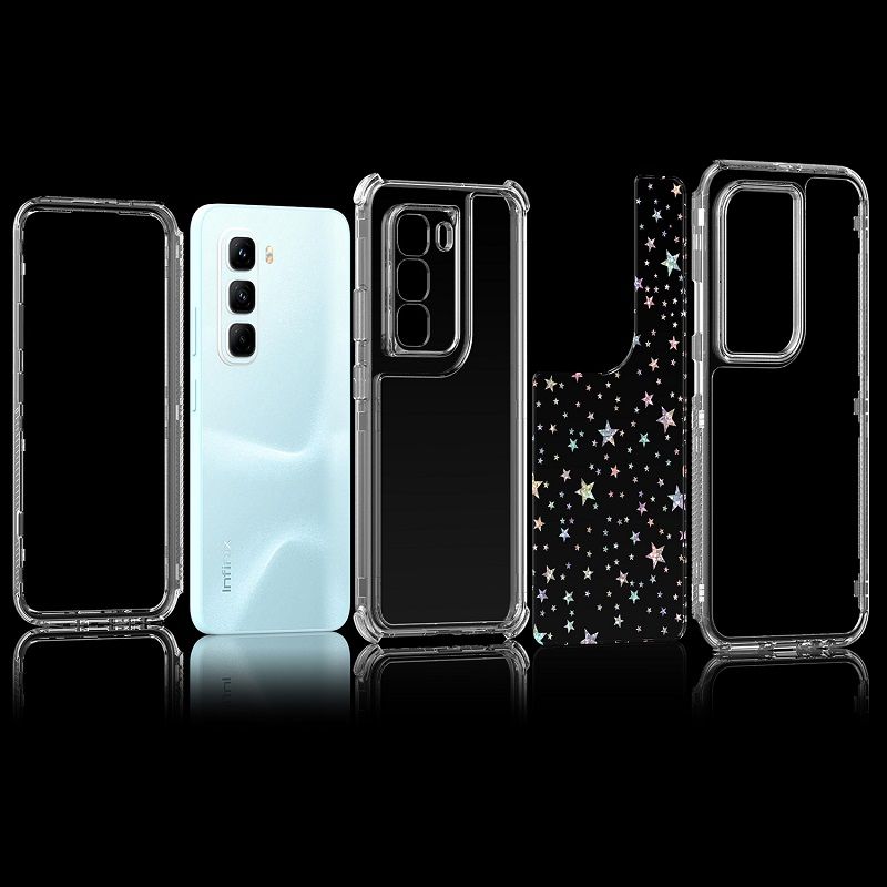 Phone Case for Infinix Hot 50 Pro+/Plus X6880 Acrylic 2-in-1 Cover +Laser Engraving Paper Fashion Shock-proof Protection Cover