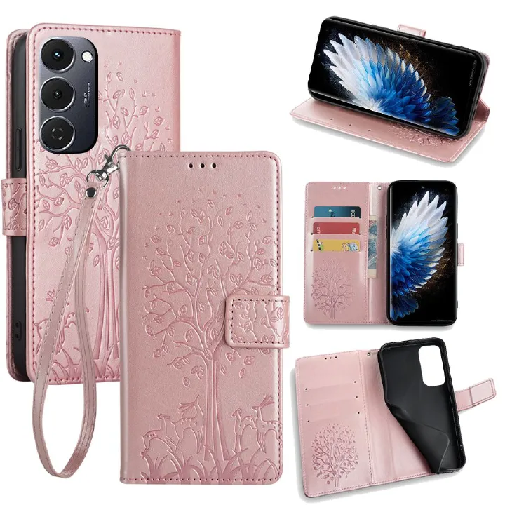 Wallet Leather Flip Cover for Tecno Spark 40 Pro+/Plus Case Card Slots Magnetic Closure Shockproof Cover