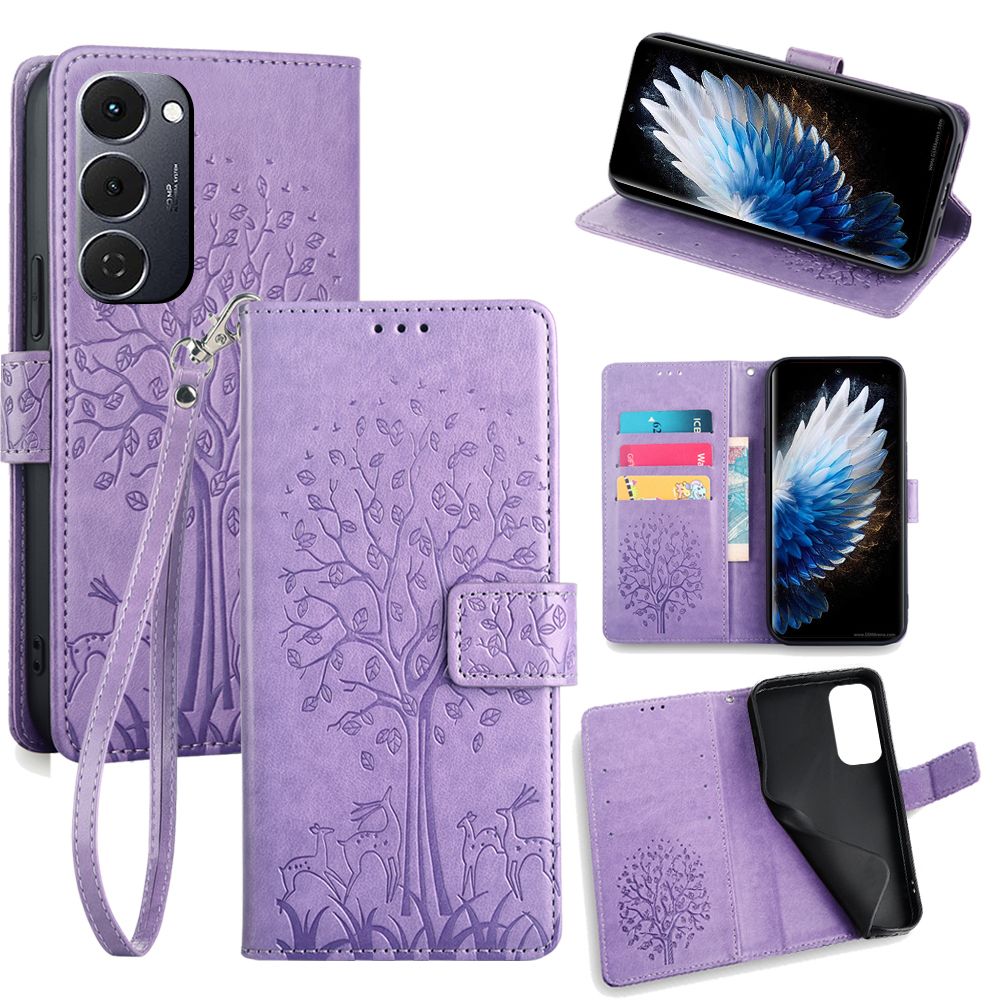 Wallet Leather Flip Cover for Tecno Spark 40 Pro+/Plus Case Card Slots Magnetic Closure Shockproof Cover