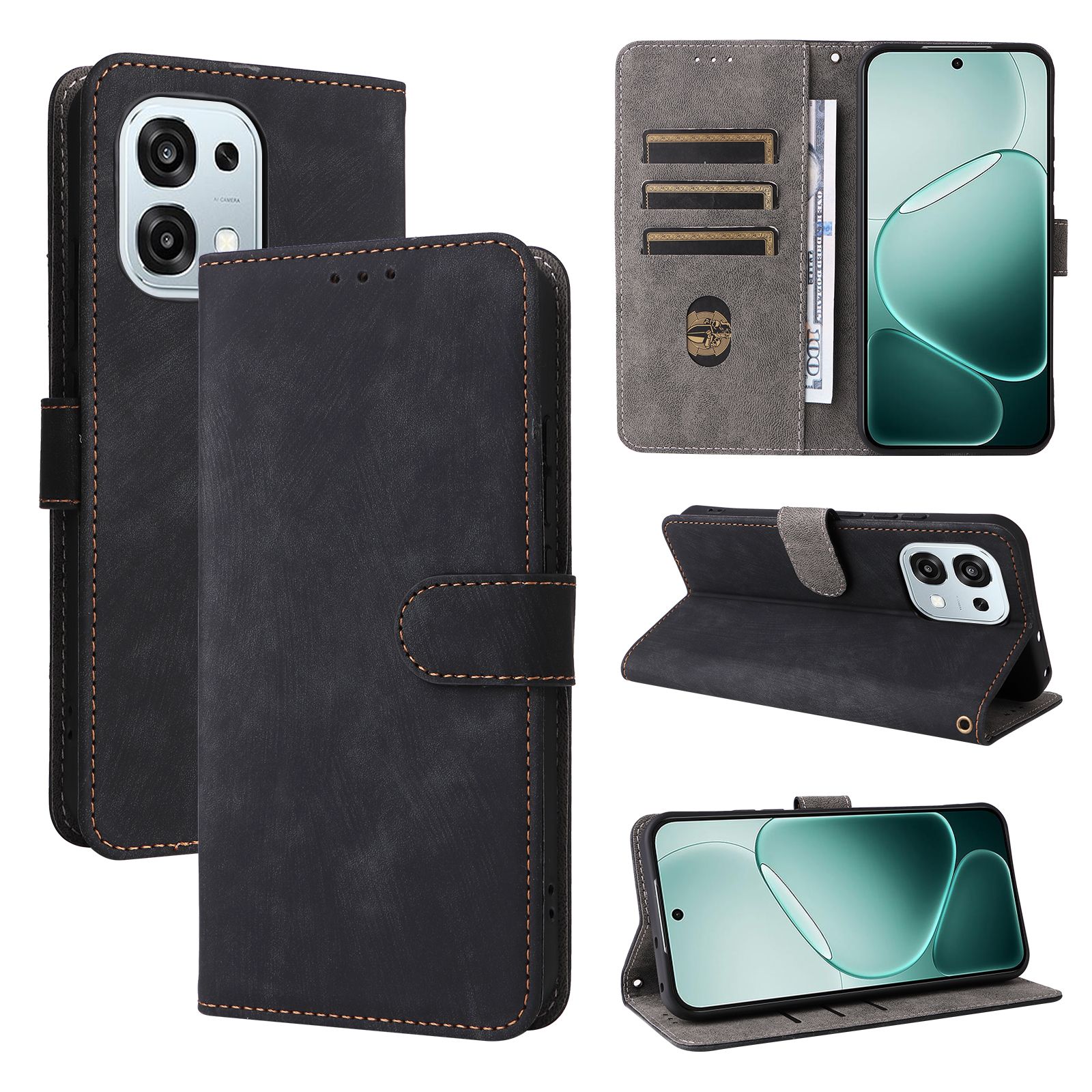 Flip Cover for Oppo A6 Pro - 6.57'' Inch PU Leather Phone Case Full-Body Protection Shockproof [RFID Blocking] Wallet Cover