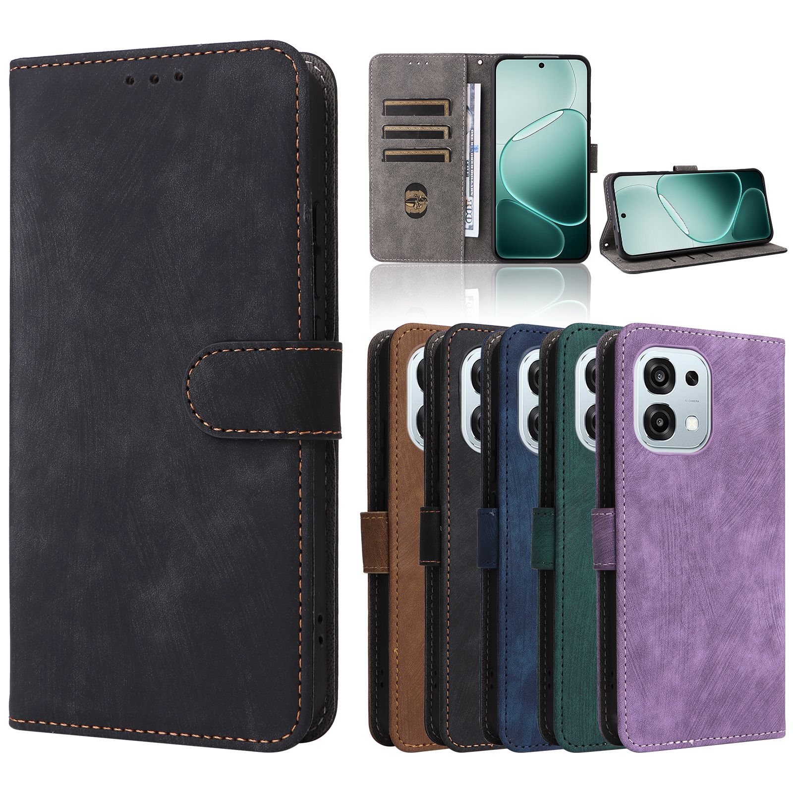 Flip Cover for Oppo A6 Pro - 6.57'' Inch PU Leather Phone Case Full-Body Protection Shockproof [RFID Blocking] Wallet Cover