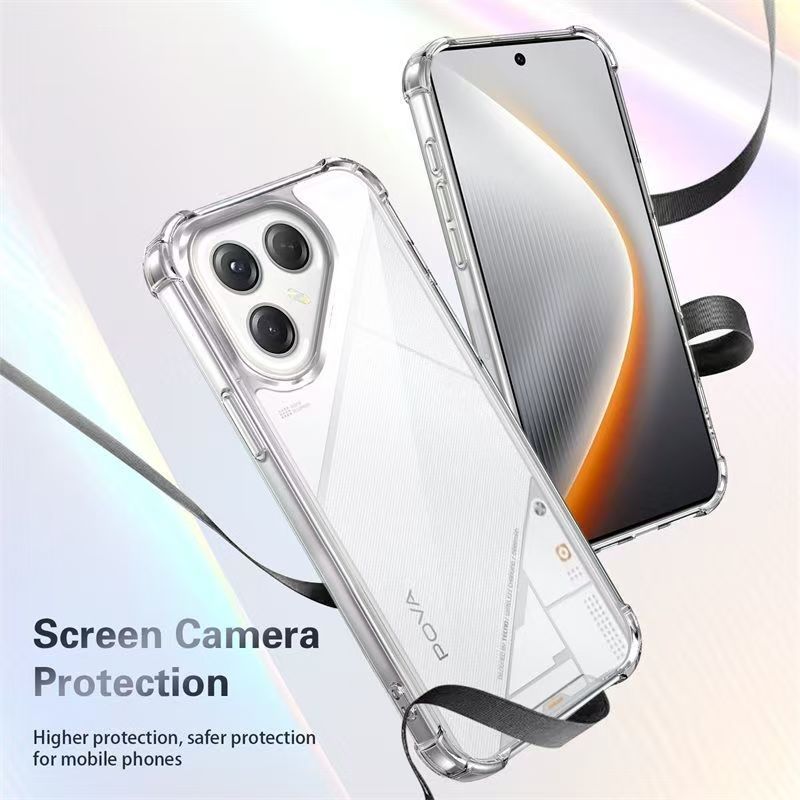 Transparent Soft Case Cover for Tecno Pova 7 4G LJ6, Anti Drop Soft Phone Case