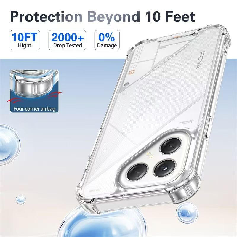 Transparent Soft Case Cover for Tecno Pova 7 4G LJ6, Anti Drop Soft Phone Case