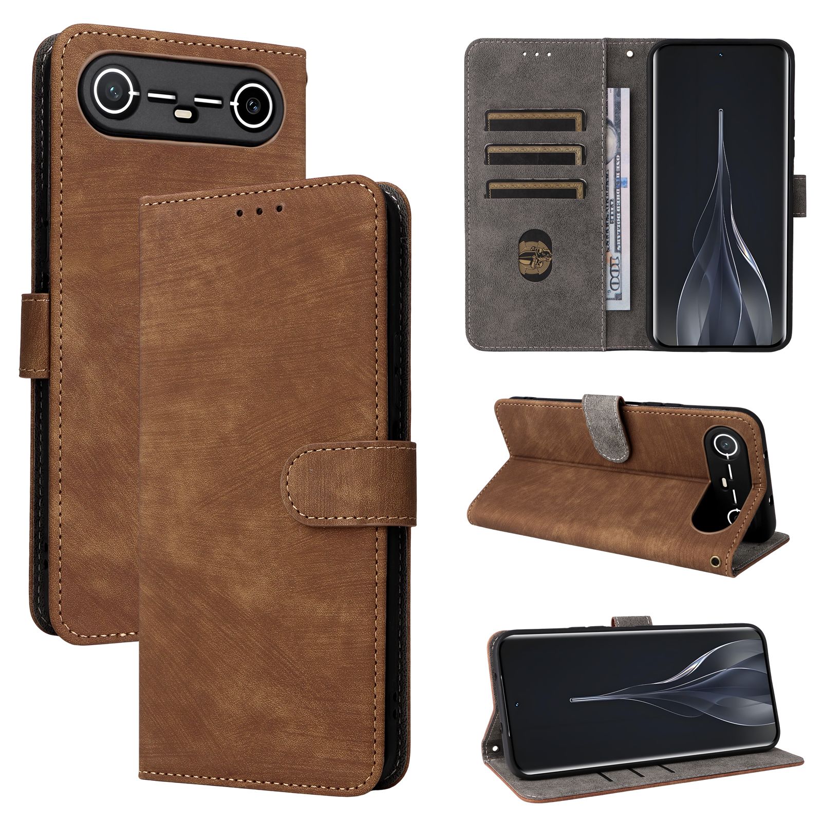 PU Leather Folio Flip Cover for Tecno Spark Slim,6.78'' Wallet Case with [RFID Blocking] Card Holster Kickstand