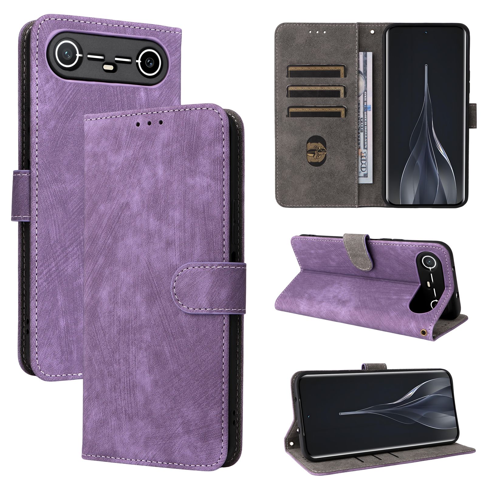 PU Leather Folio Flip Cover for Tecno Spark Slim,6.78'' Wallet Case with [RFID Blocking] Card Holster Kickstand