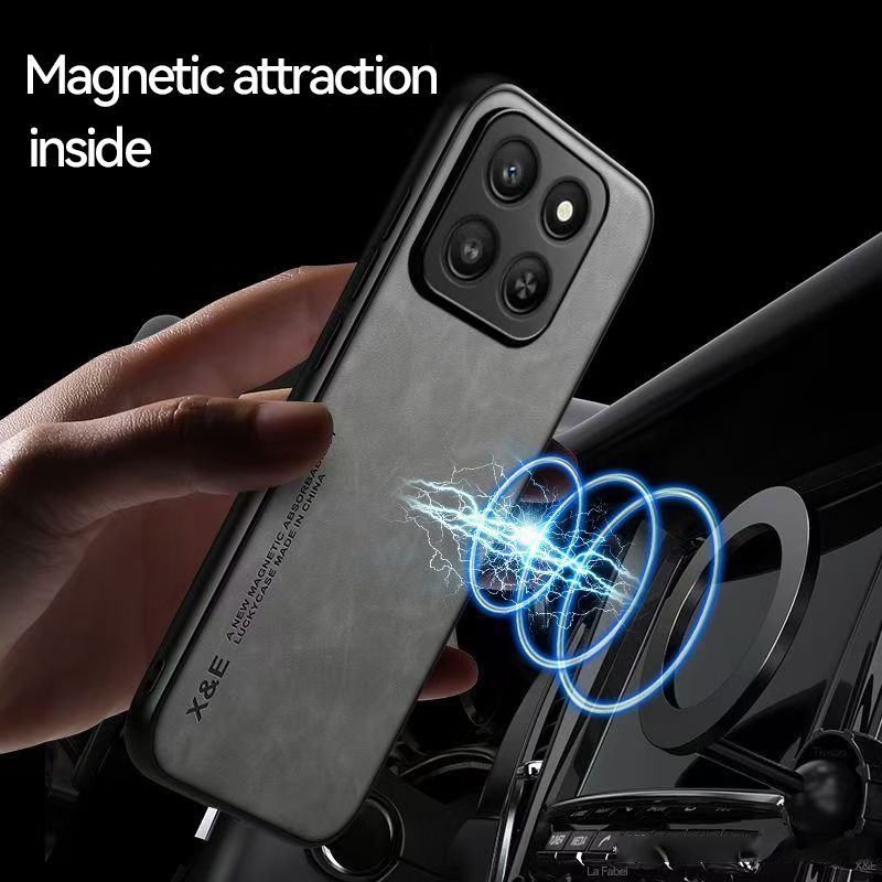 Luxury Business Lens Protection Phone Case for Honor X7D/Honor 400 Smart Magnetic Sheepskin Leather All-inclusive Back Cover