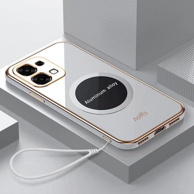 Phone Case for OPPO A6 Pro Shockproof Bumper 6D Straight Edge Plating Magnetic Silicone Cover