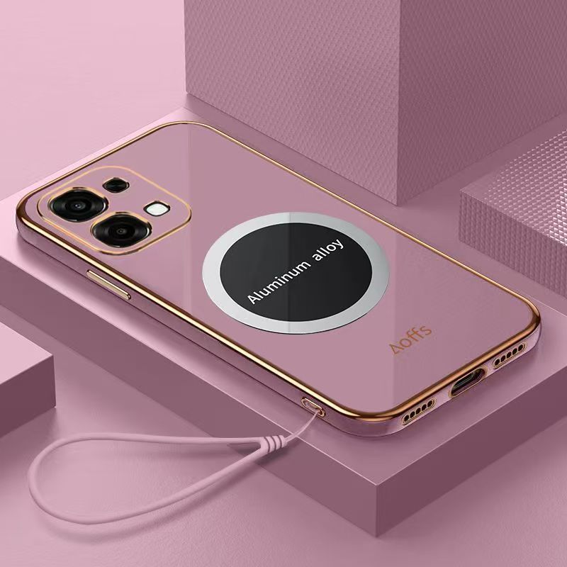 Phone Case for OPPO A6 Pro Shockproof Bumper 6D Straight Edge Plating Magnetic Silicone Cover