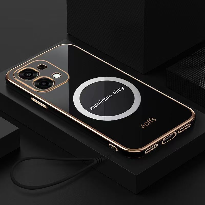 Phone Case for OPPO A6 Pro Shockproof Bumper 6D Straight Edge Plating Magnetic Silicone Cover