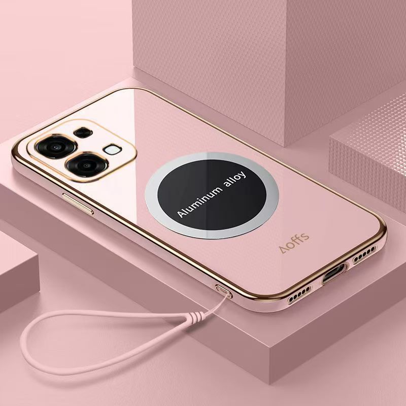 Phone Case for OPPO A6 Pro Shockproof Bumper 6D Straight Edge Plating Magnetic Silicone Cover