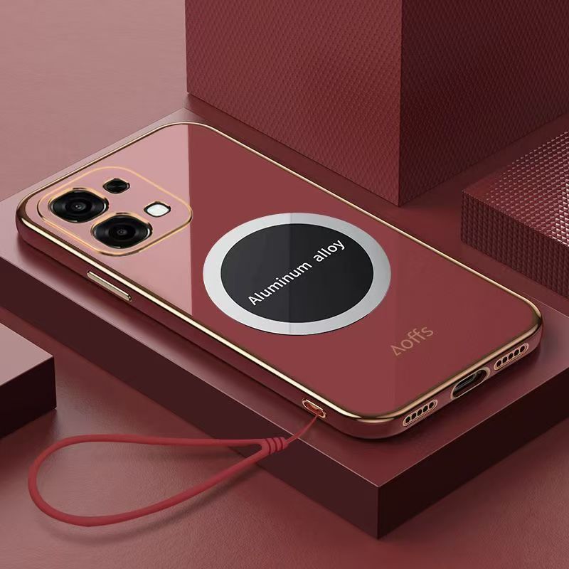 Phone Case for OPPO A6 Pro Shockproof Bumper 6D Straight Edge Plating Magnetic Silicone Cover