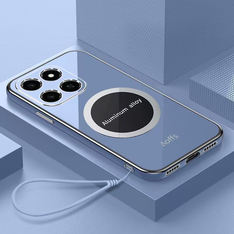 Phone Case for Honor X7D/Honor 400 Smart Shockproof Bumper 6D Straight Edge Plating Magnetic Silicone Cover