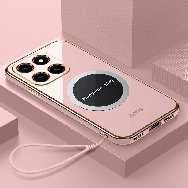 Phone Case for Honor X7D/Honor 400 Smart Shockproof Bumper 6D Straight Edge Plating Magnetic Silicone Cover