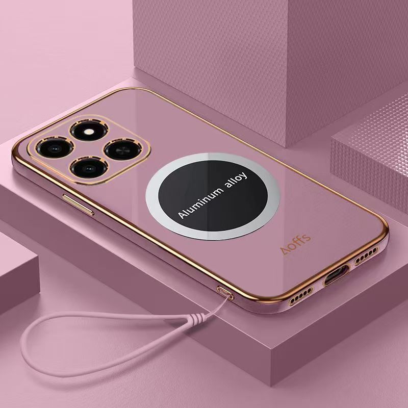 Phone Case for Honor X7D/Honor 400 Smart Shockproof Bumper 6D Straight Edge Plating Magnetic Silicone Cover