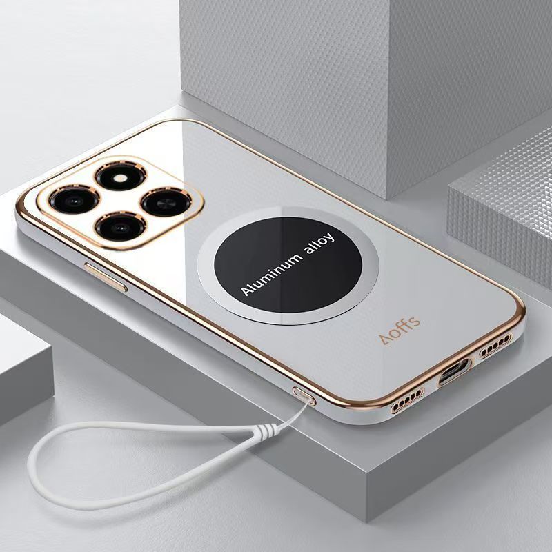 Phone Case for Honor X7D/Honor 400 Smart Shockproof Bumper 6D Straight Edge Plating Magnetic Silicone Cover